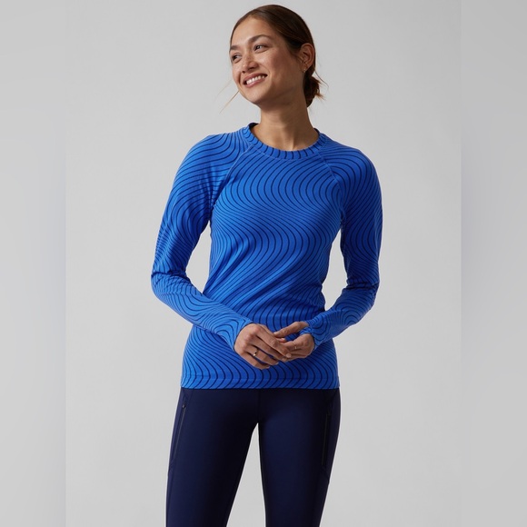 Athleta Momentum Seamless Top Hemisphere Blue Enchanted Blue Size Medium - Picture 2 of 7